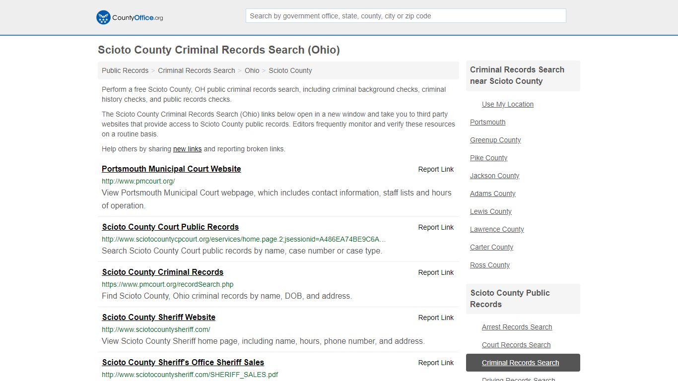 Criminal Records Search - Scioto County, OH (Arrests ...